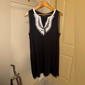 Max Studio Black Dress with White Lace Detail 1X NWT